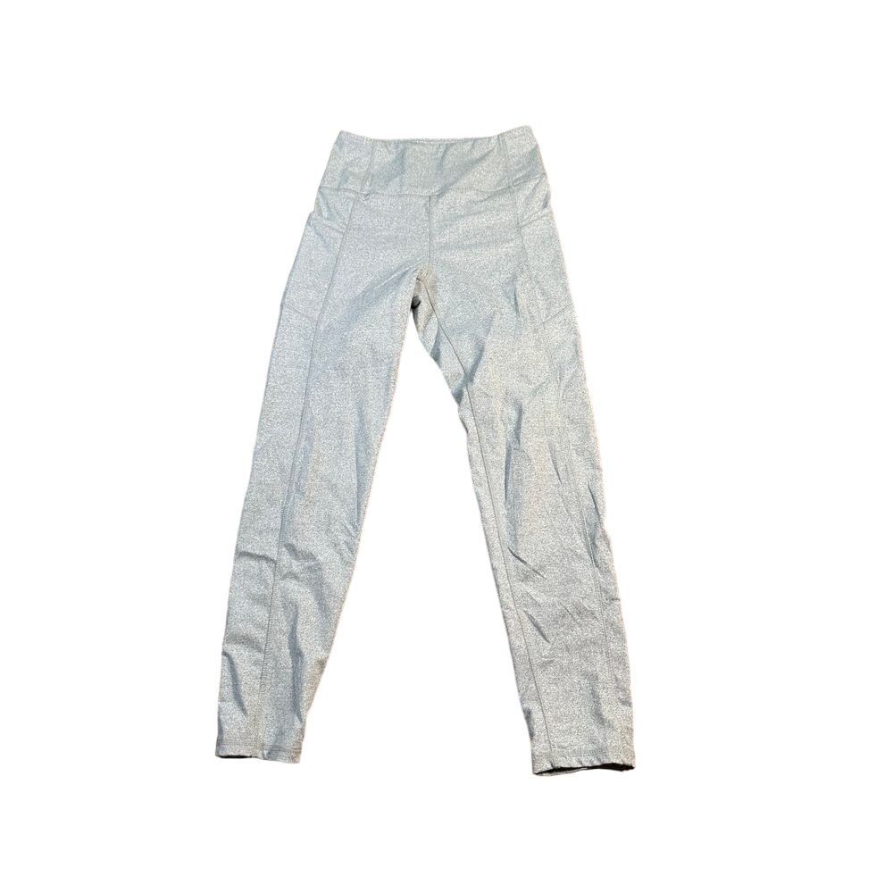 Kyodan Metallic Silver‎ High-Waisted Athletic Leggings Performance Workout Pants